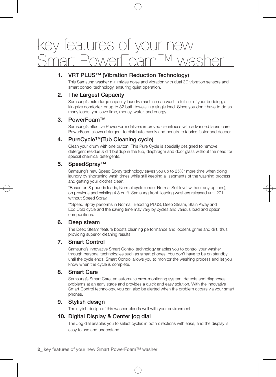 Key features of your new smart powerfoam™ washer | Samsung WF455ARGSGR-AA User Manual | Page 2 / 276