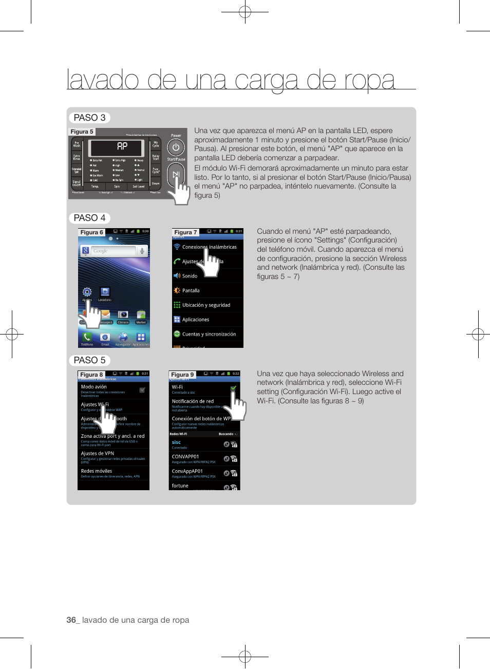 Lavado de una carga de ropa | Samsung WF455ARGSGR-AA User Manual | Page 220 / 276