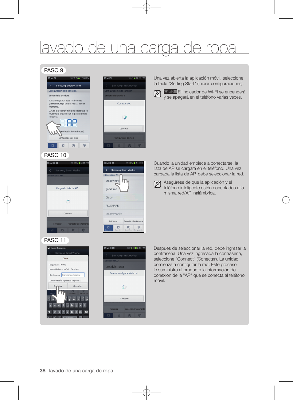 Lavado de una carga de ropa | Samsung WF455ARGSGR-AA User Manual | Page 222 / 276