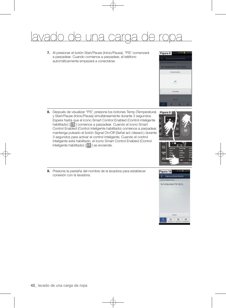 Lavado de una carga de ropa | Samsung WF455ARGSGR-AA User Manual | Page 226 / 276