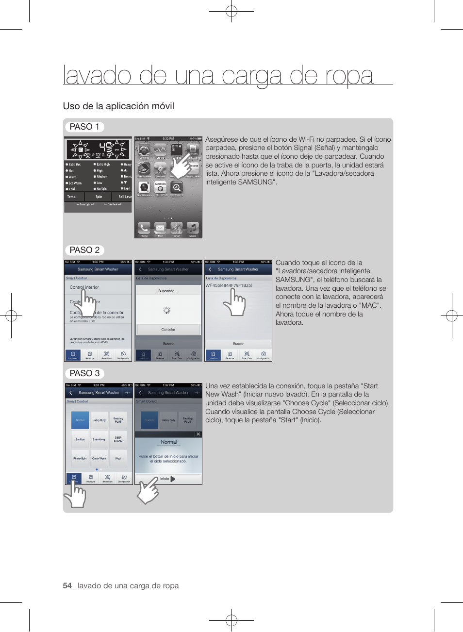 Lavado de una carga de ropa | Samsung WF455ARGSGR-AA User Manual | Page 238 / 276