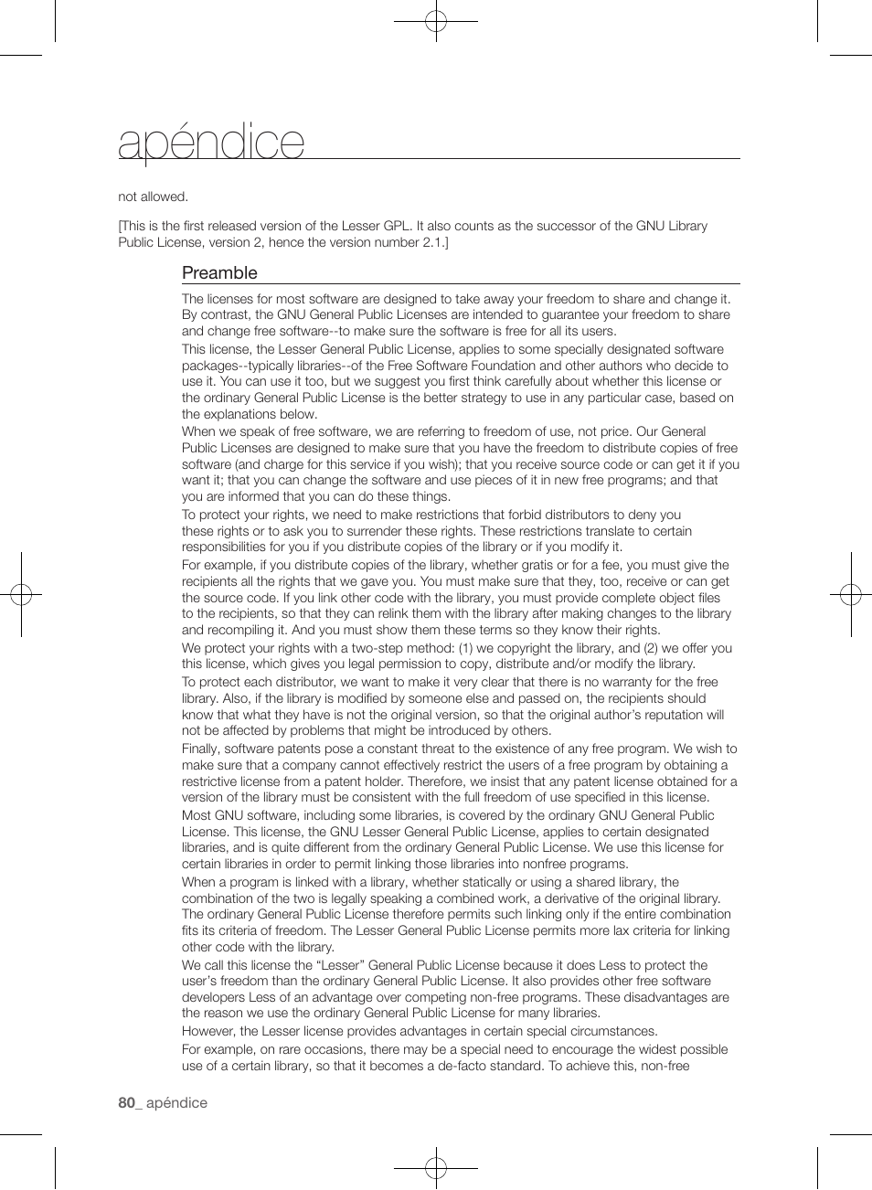 Apéndice, Preamble | Samsung WF455ARGSGR-AA User Manual | Page 264 / 276