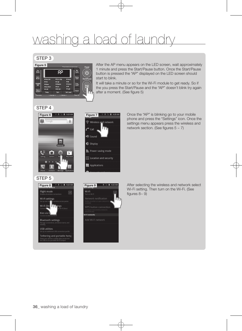 Washing a load of laundry | Samsung WF455ARGSGR-AA User Manual | Page 36 / 276
