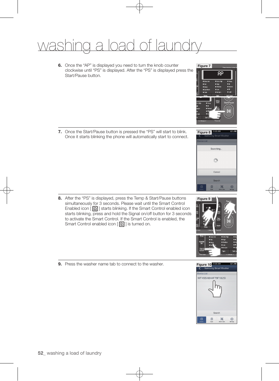 Washing a load of laundry | Samsung WF455ARGSGR-AA User Manual | Page 52 / 276