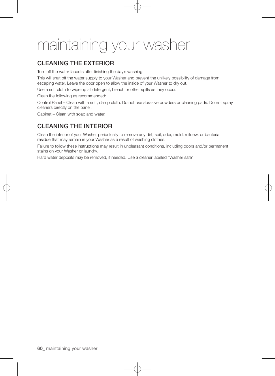 Maintaining your washer | Samsung WF455ARGSGR-AA User Manual | Page 60 / 276