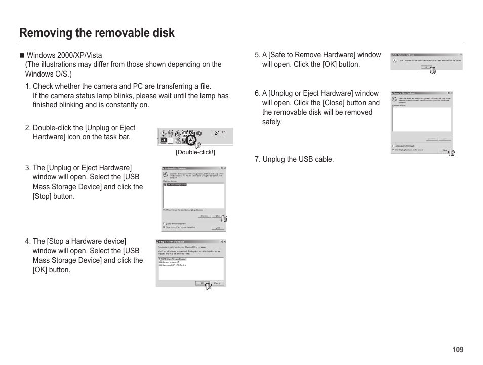 Removing the removable disk | Samsung EC-HZ25WZBPBUS User Manual | Page 110 / 122