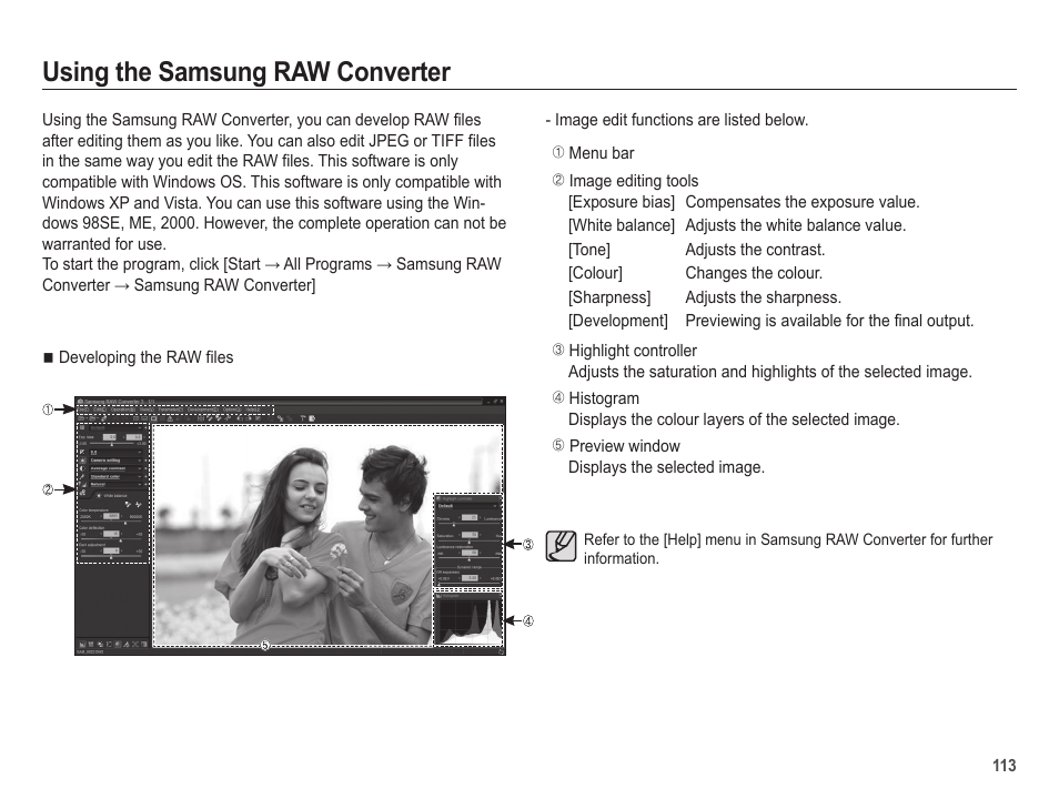 Using the samsung raw converter | Samsung EC-HZ25WZBPBUS User Manual | Page 114 / 122