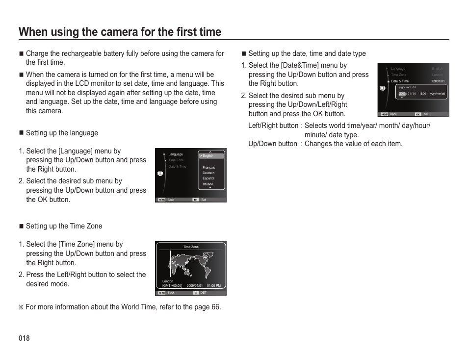 When using the camera for the ¿ rst time | Samsung EC-HZ25WZBPBUS User Manual | Page 19 / 122