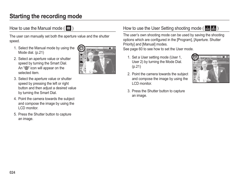 Starting the recording mode | Samsung EC-HZ25WZBPBUS User Manual | Page 25 / 122