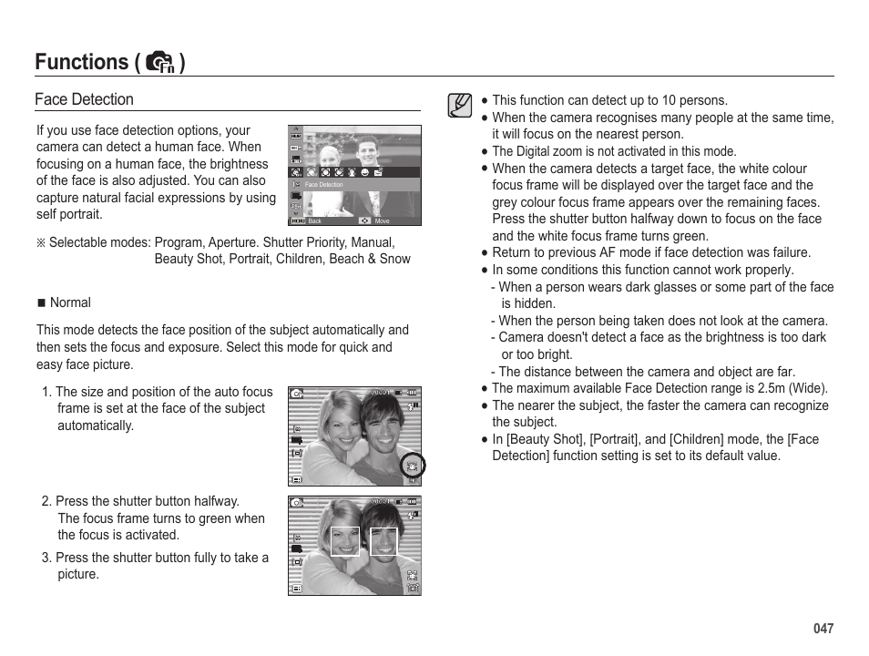 Functions ( ) | Samsung EC-HZ25WZBPBUS User Manual | Page 48 / 122