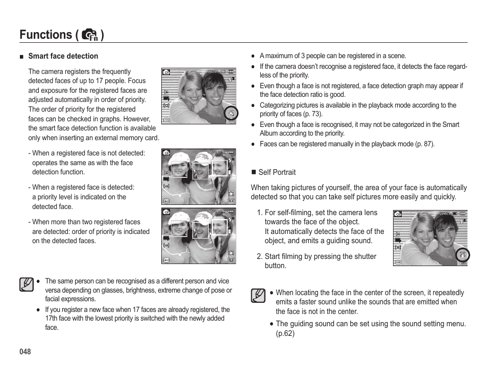 Functions ( ) | Samsung EC-HZ25WZBPBUS User Manual | Page 49 / 122