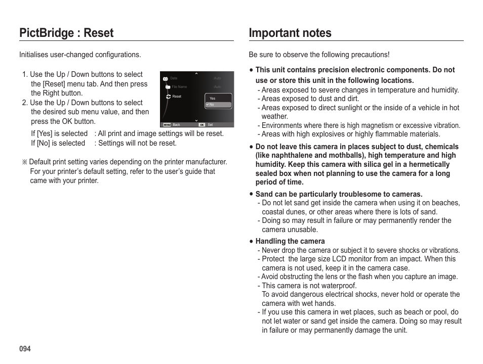 Pictbridge : reset | Samsung EC-HZ25WZBPBUS User Manual | Page 95 / 122