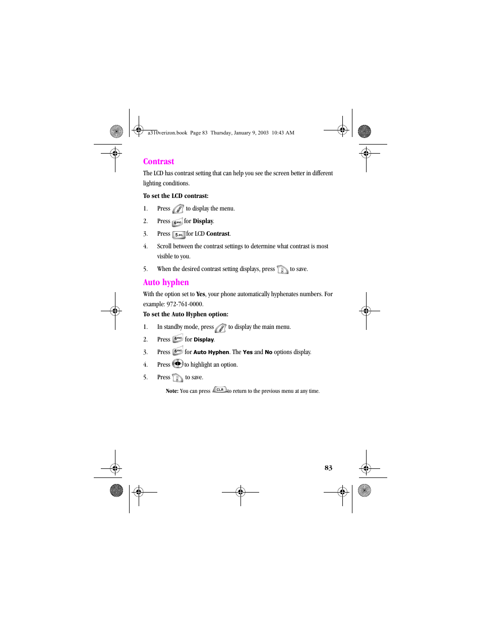 Contrast, Auto hyphen, Contrast auto hyphen | Samsung SCH-A310SV-XAR User Manual | Page 83 / 146