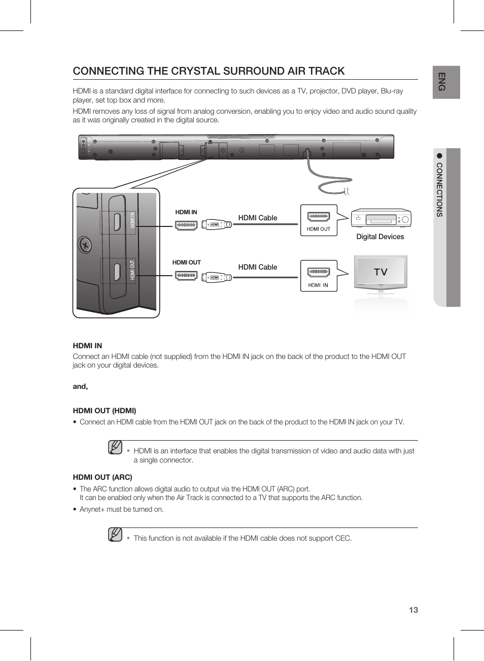 Connecting the crystal surround air track | Samsung HW-E450-ZA User Manual | Page 13 / 26