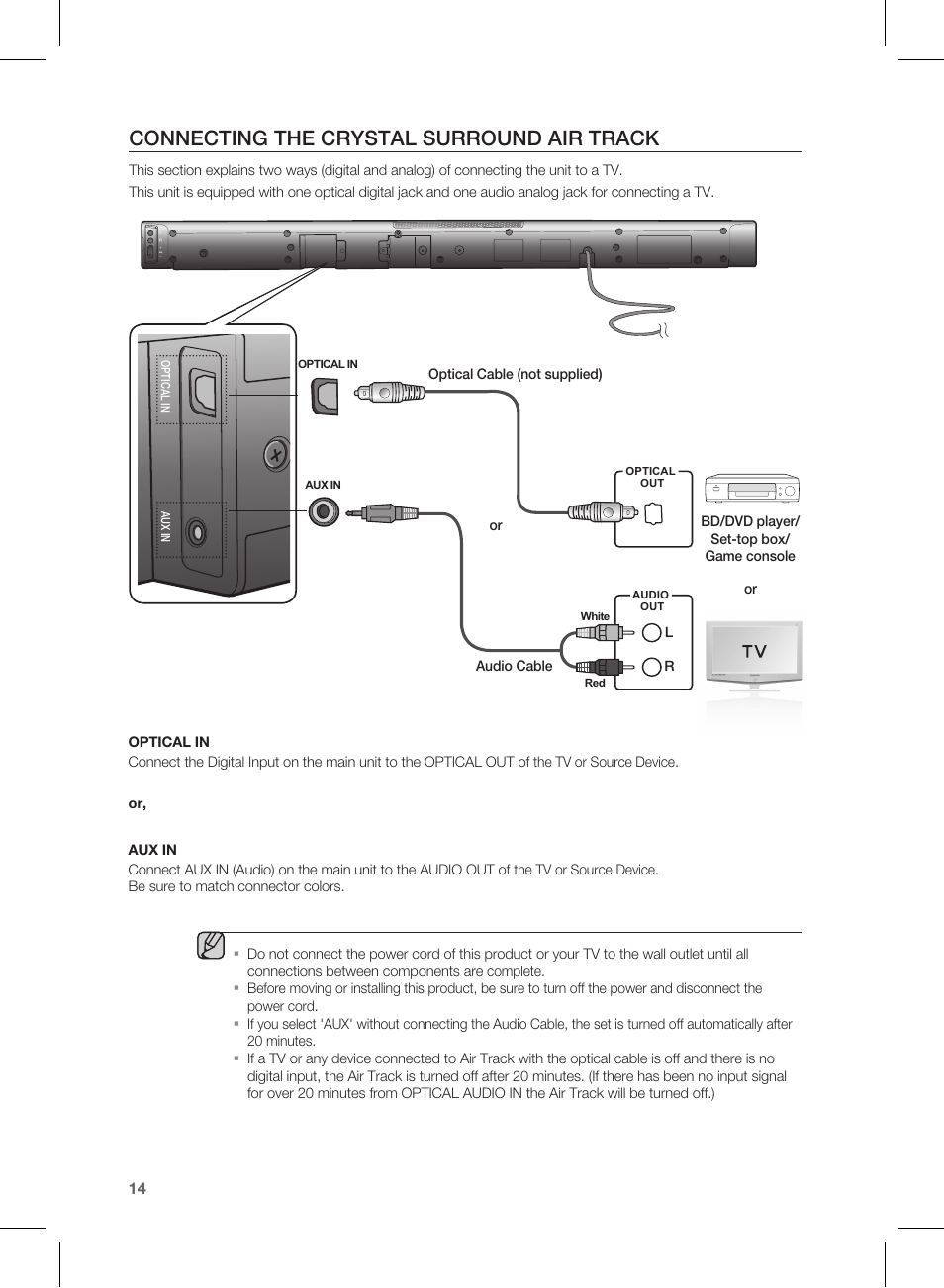 Connecting the crystal surround air track | Samsung HW-E450-ZA User Manual | Page 14 / 26