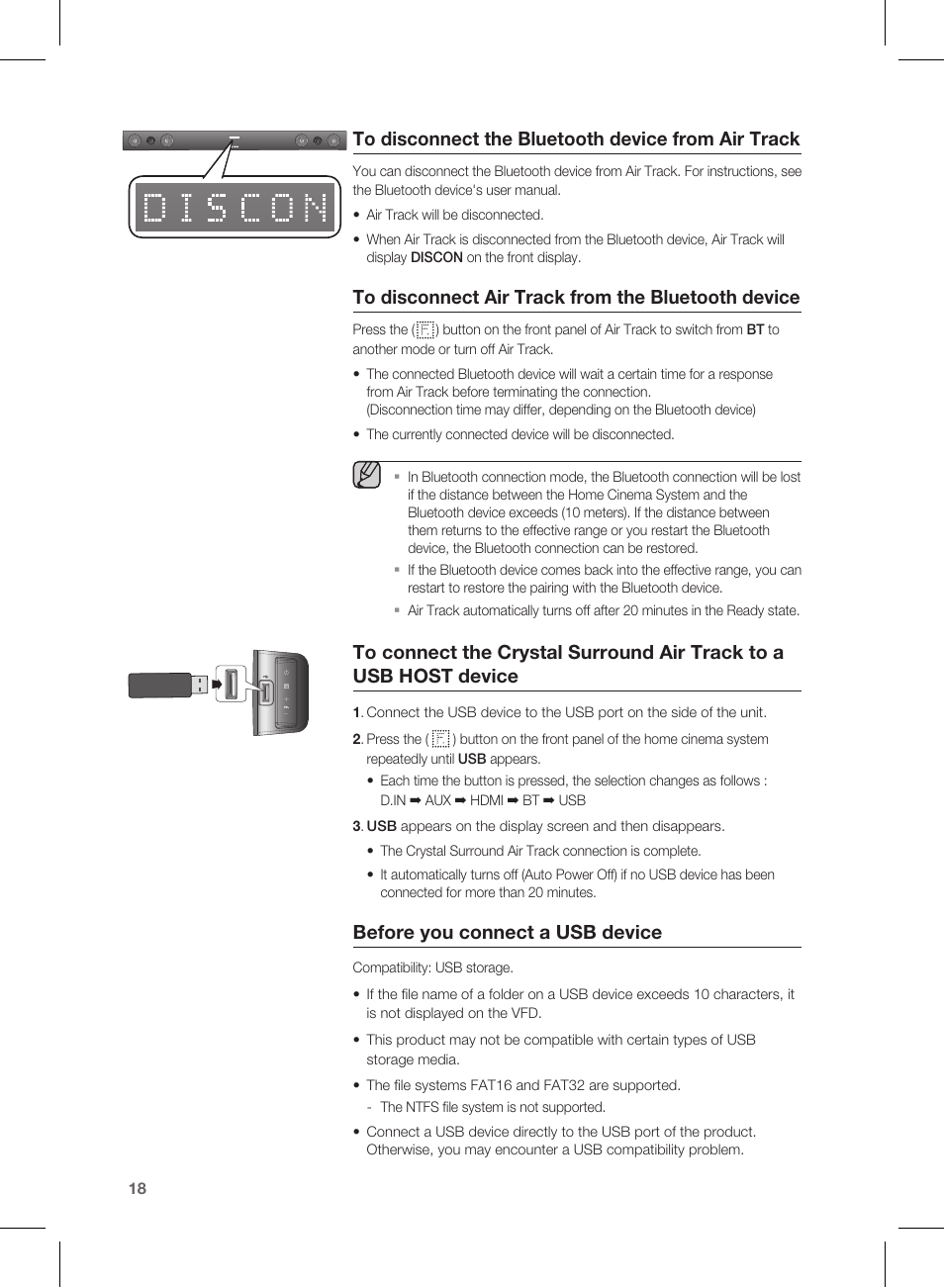 Before you connect a usb device | Samsung HW-E450-ZA User Manual | Page 18 / 26