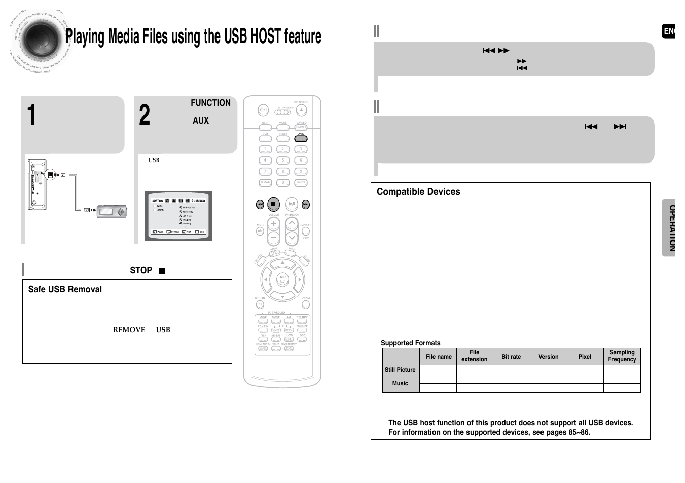 Playing media files using the usb host feature, Fast playback skip forward/back | Samsung HT-P1200T-XAC User Manual | Page 20 / 45