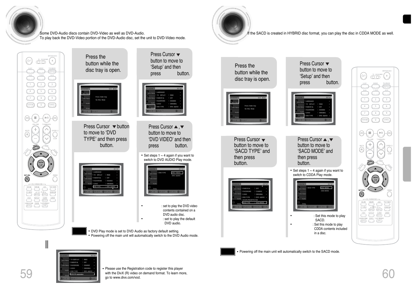 Dvd playback mode, Sacd playback mode | Samsung HT-P1200T-XAC User Manual | Page 31 / 45