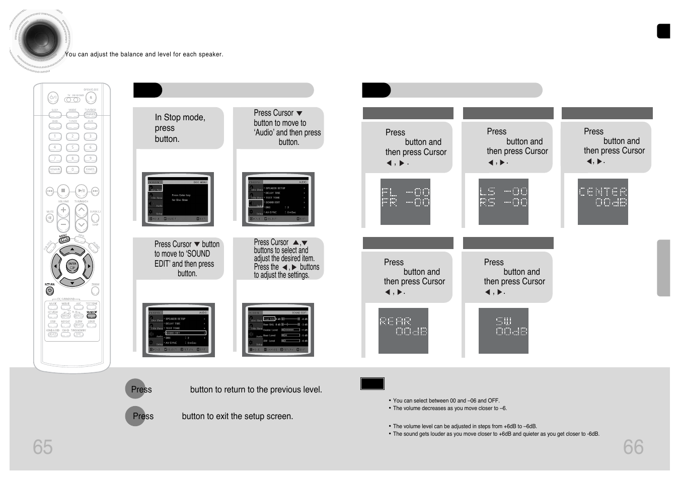 Setting the audio quality, 65 setting the audio quality | Samsung HT-P1200T-XAC User Manual | Page 34 / 45