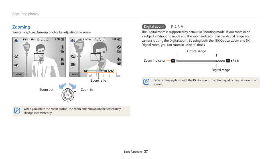 Zooming | Samsung EC-WB200FBPWUS User Manual | Page 38 / 164