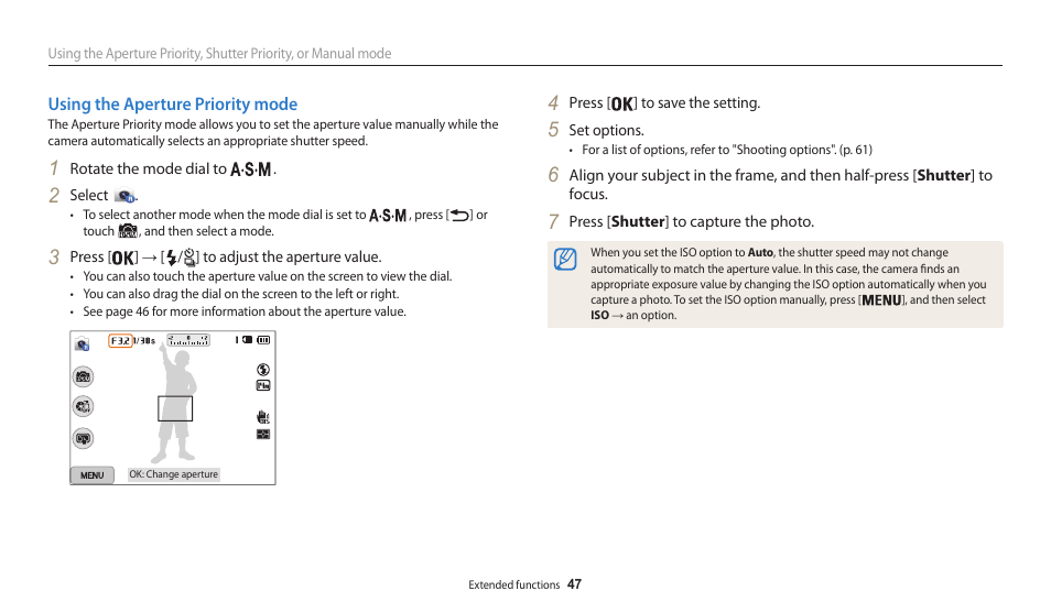 Using the aperture priority mode | Samsung EC-WB200FBPWUS User Manual | Page 48 / 164