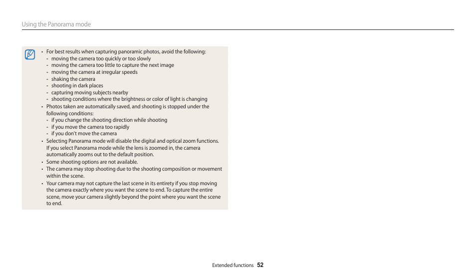 Using the panorama mode | Samsung EC-WB200FBPWUS User Manual | Page 53 / 164