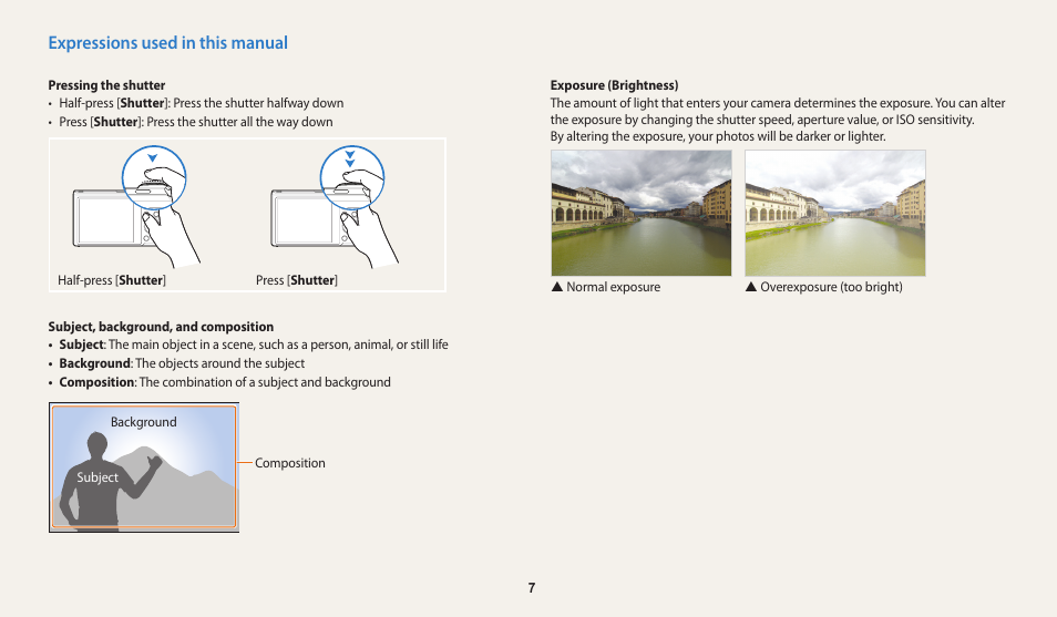 Expressions used in this manual | Samsung EC-WB200FBPWUS User Manual | Page 8 / 164