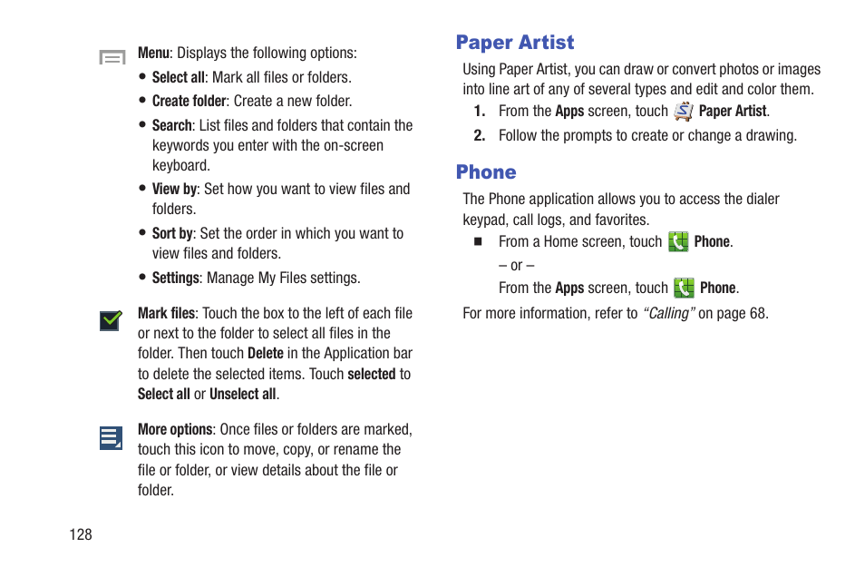 Paper artist, Phone, Paper artist phone | Samsung SCH-R530MBBUSC User Manual | Page 134 / 201