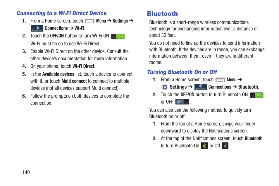 Bluetooth | Samsung SCH-R530MBBUSC User Manual | Page 146 / 201