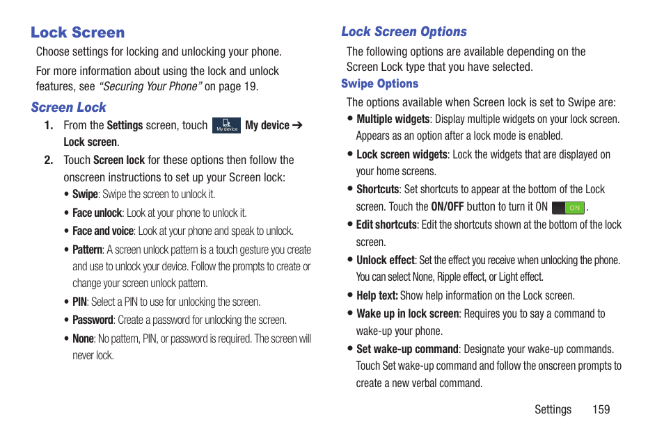 Lock screen | Samsung SCH-R530MBBUSC User Manual | Page 165 / 201