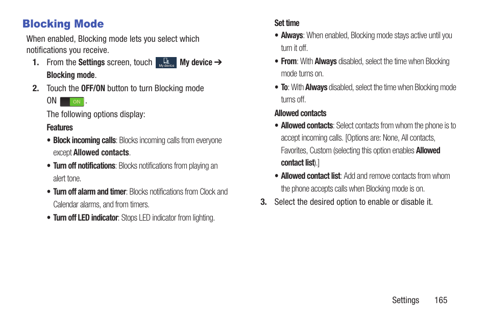 Blocking mode | Samsung SCH-R530MBBUSC User Manual | Page 171 / 201