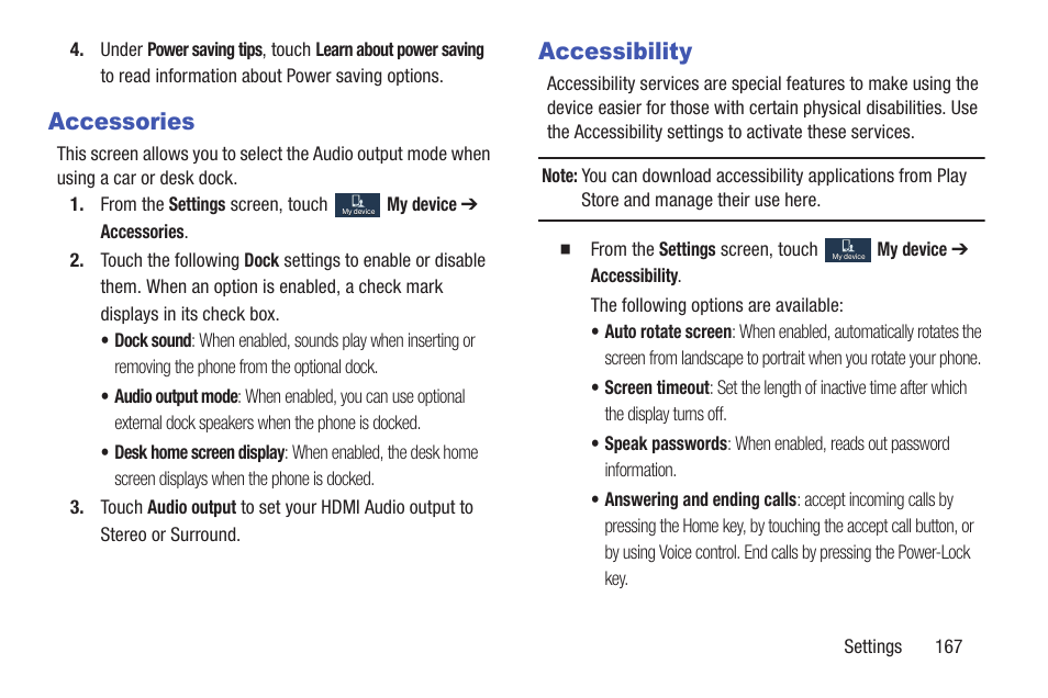 Accessories, Accessibility, Accessories accessibility | Samsung SCH-R530MBBUSC User Manual | Page 173 / 201