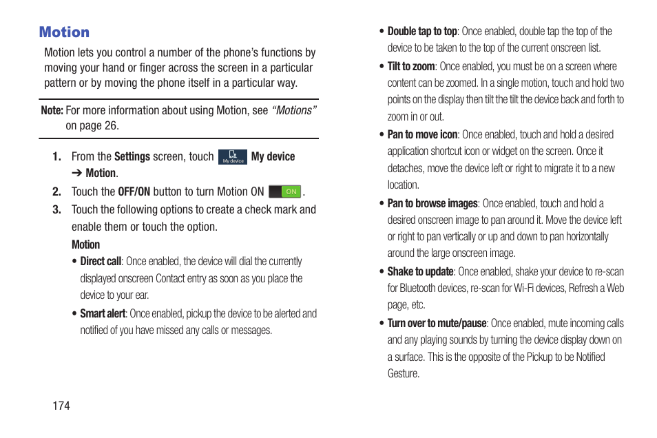 Motion | Samsung SCH-R530MBBUSC User Manual | Page 180 / 201