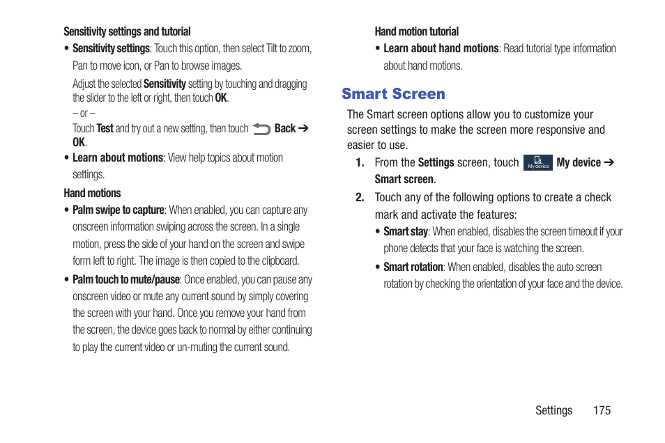 Smart screen | Samsung SCH-R530MBBUSC User Manual | Page 181 / 201