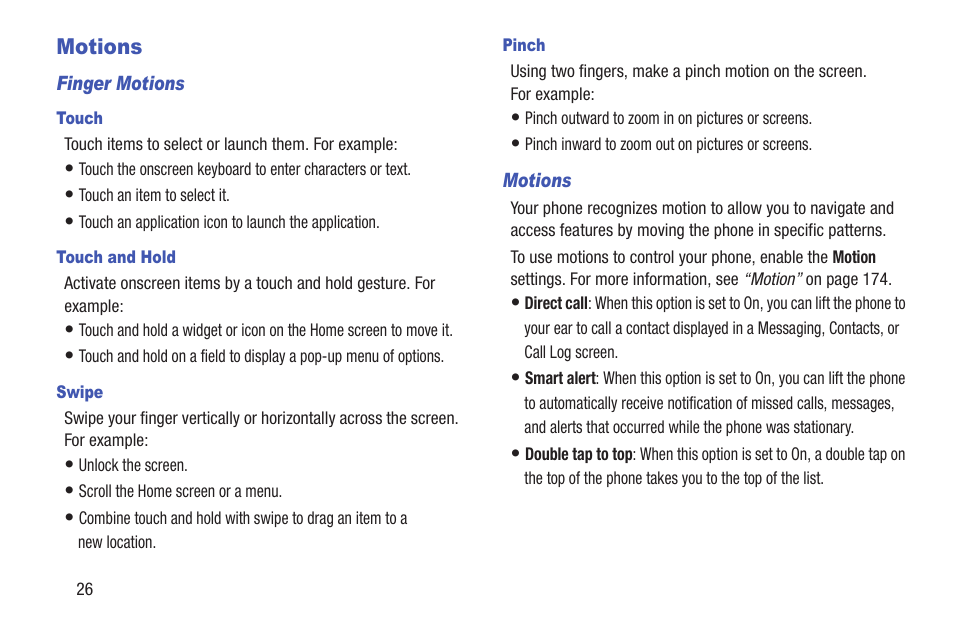 Motions | Samsung SCH-R530MBBUSC User Manual | Page 32 / 201