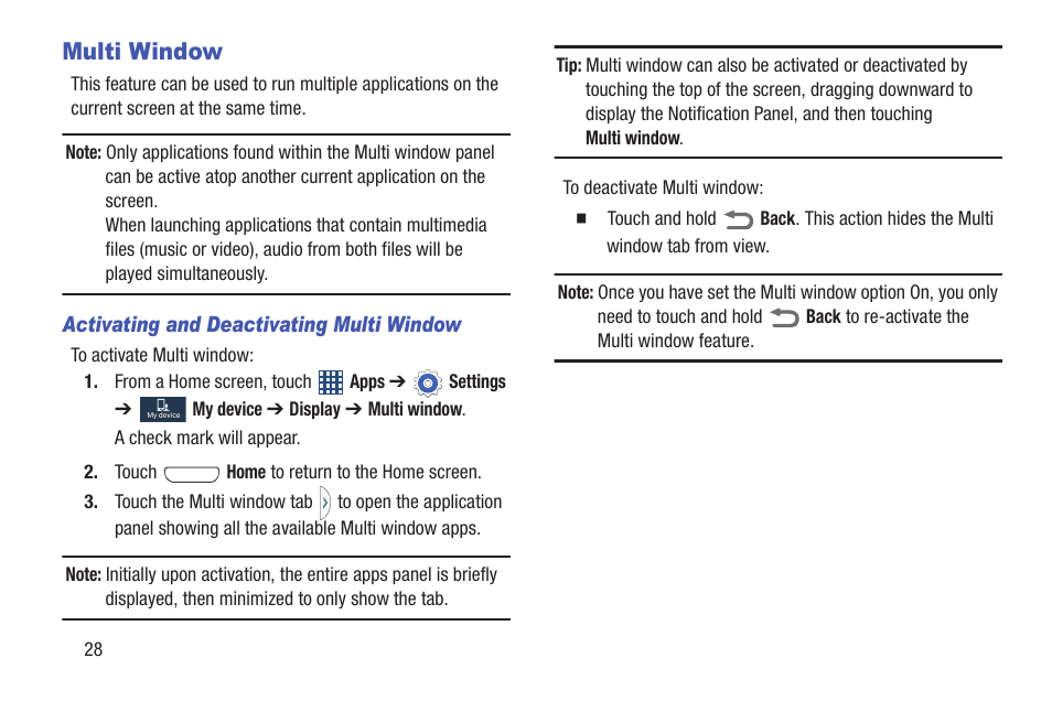 Multi window | Samsung SCH-R530MBBUSC User Manual | Page 34 / 201