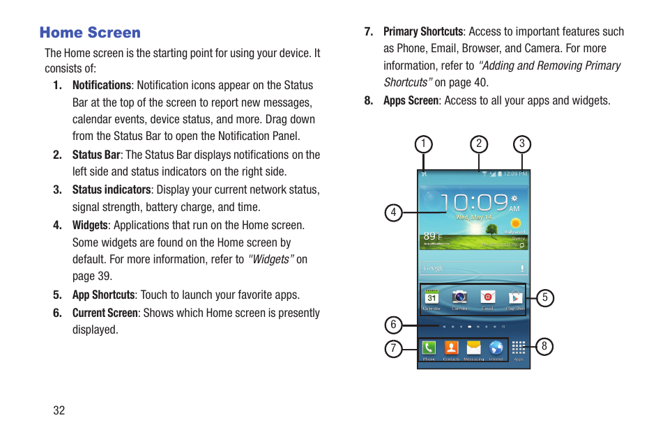 Home screen | Samsung SCH-R530MBBUSC User Manual | Page 38 / 201
