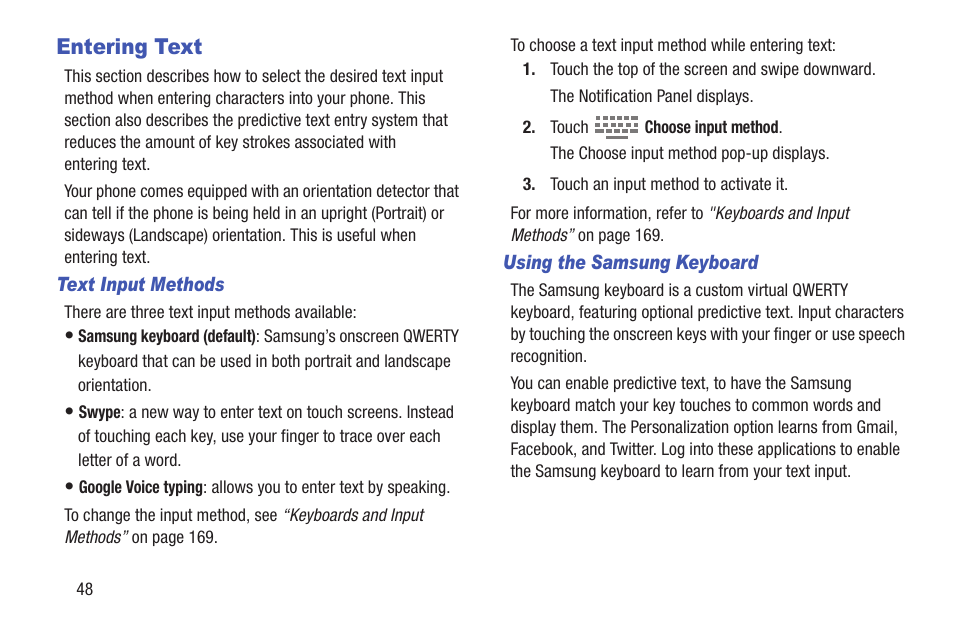 Entering text | Samsung SCH-R530MBBUSC User Manual | Page 54 / 201