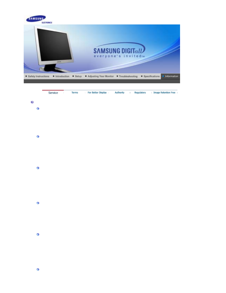 Information, Service | Samsung RL19PSUSQ User Manual | Page 89 / 102