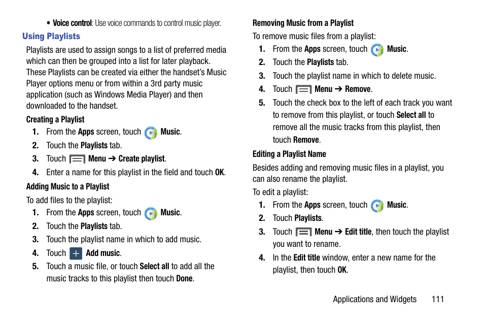 Using playlists | Samsung SCH-R960ZKAUSC User Manual | Page 119 / 199