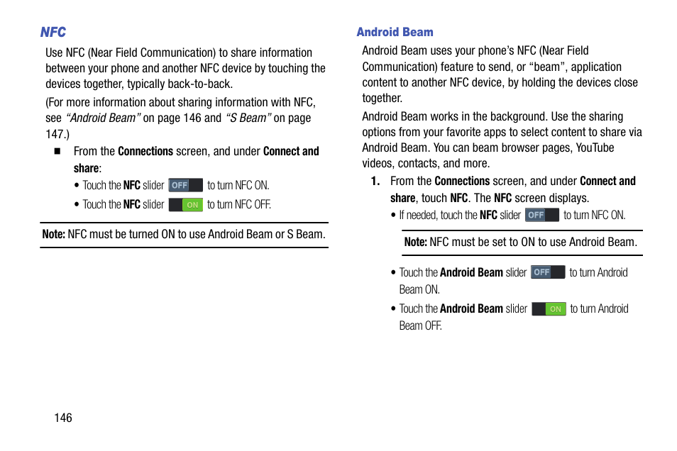 Android beam | Samsung SCH-R960ZKAUSC User Manual | Page 154 / 199