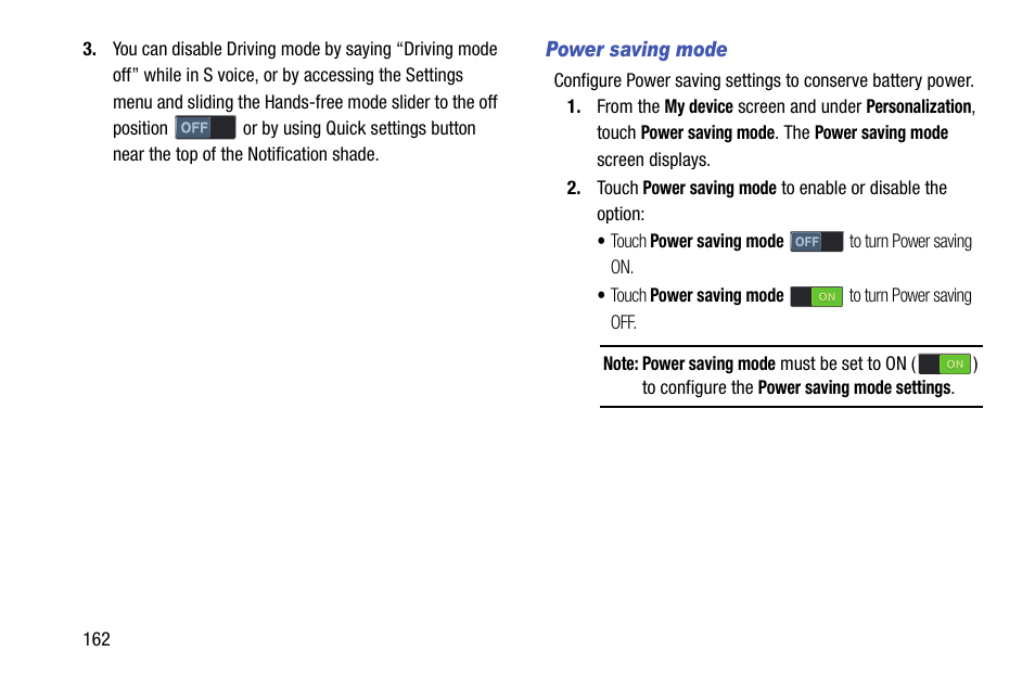 Power saving mode | Samsung SCH-R960ZKAUSC User Manual | Page 170 / 199