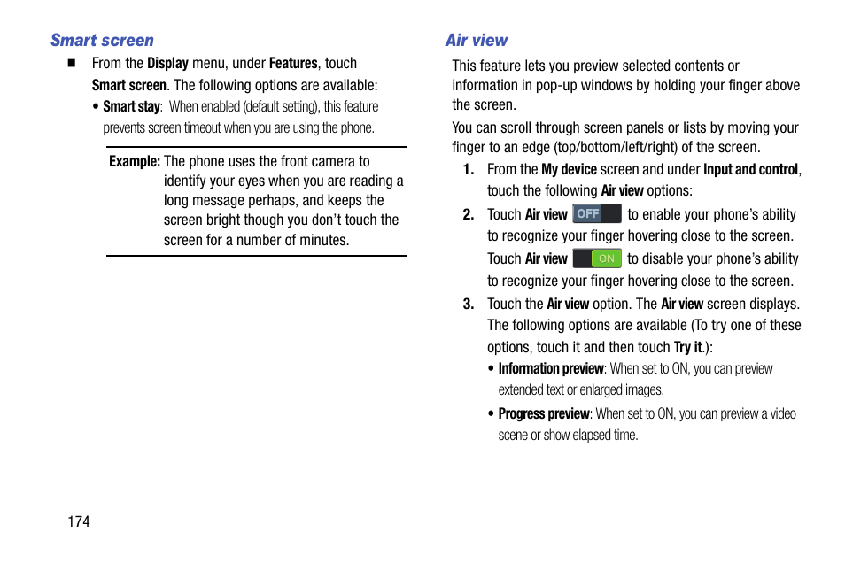 Smart screen, Air view | Samsung SCH-R960ZKAUSC User Manual | Page 182 / 199
