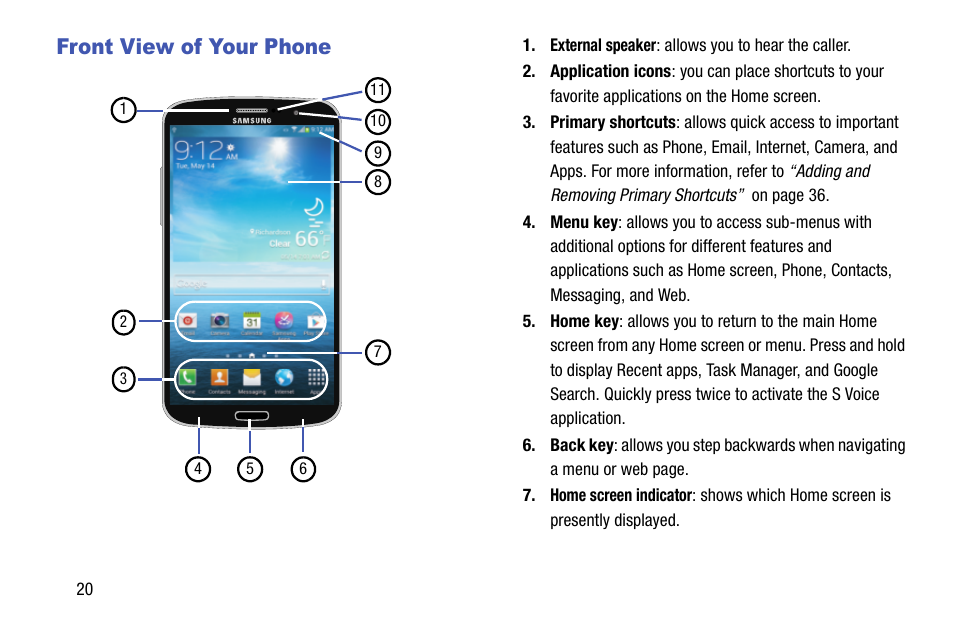 Front view of your phone | Samsung SCH-R960ZKAUSC User Manual | Page 28 / 199