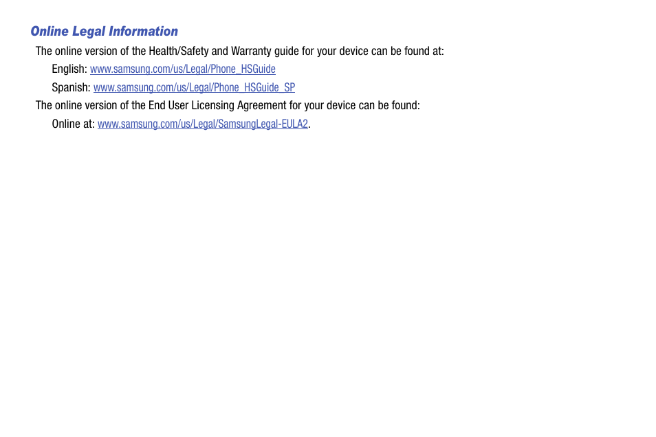 Online legal information | Samsung SCH-R960ZKAUSC User Manual | Page 7 / 199