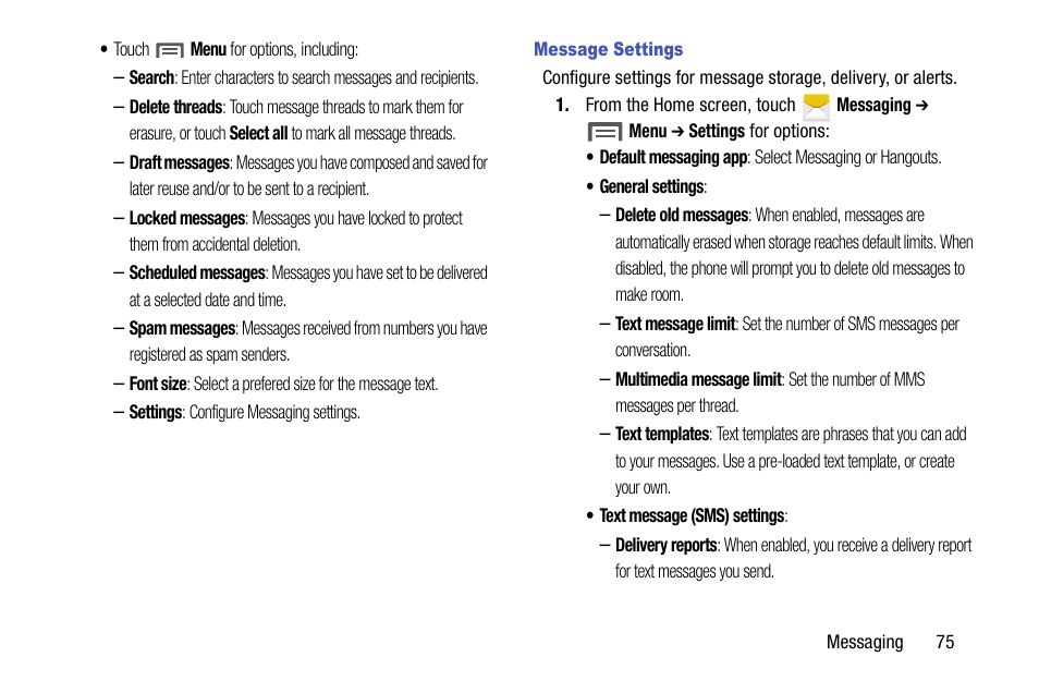 Message settings | Samsung SCH-R960ZKAUSC User Manual | Page 83 / 199