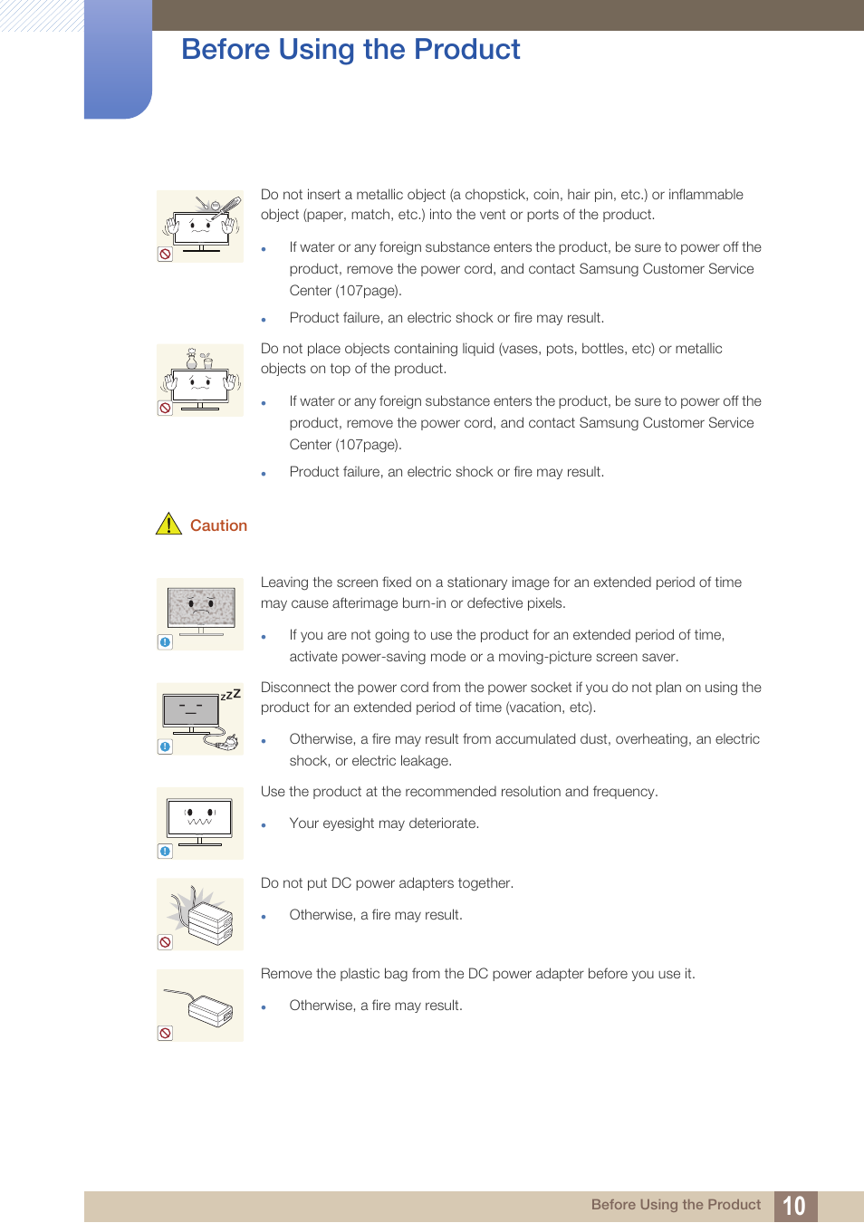 Before using the product | Samsung LC24A650XS-ZA User Manual | Page 10 / 112