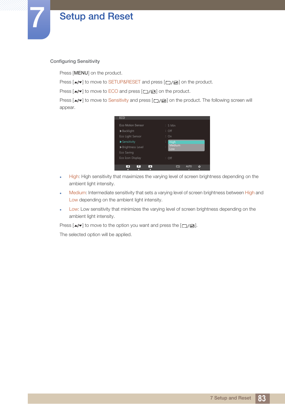 Setup and reset | Samsung LC24A650XS-ZA User Manual | Page 83 / 112