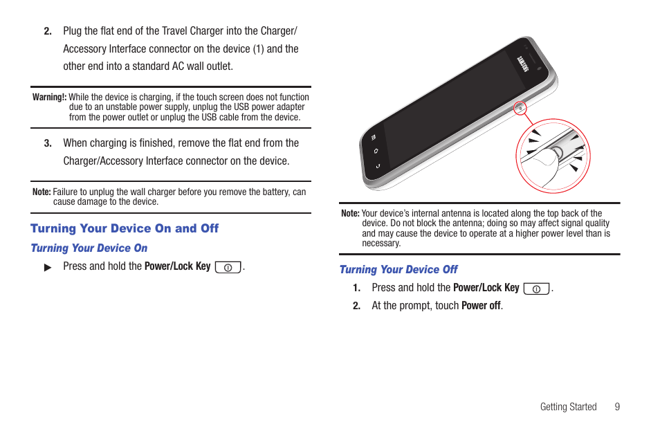 Turning your device on and off | Samsung YP-G1CWY-XAA User Manual | Page 13 / 176