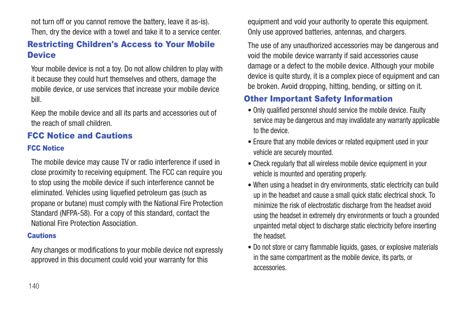 Fcc notice and cautions, Other important safety information | Samsung YP-G1CWY-XAA User Manual | Page 144 / 176